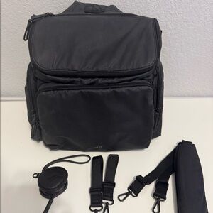 Caara Diaper Backpack, Large in Black Cotton